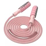 FITMYFAVO Jump Rope Cotton Adjustable Skipping Weighted jumprope for Women，Adult and Children Athletic Fitness Exercise Jumping Rope (Pink)