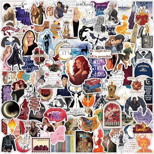 Joyppy 160 PCS SJM Book Stickers Fantasy Bookish Acotar Stickers for Kindle iPad Laptops Water Bottles Acotar Crescent City Throne of Glass Merch Matte Waterproof Sticker Pack Gifts