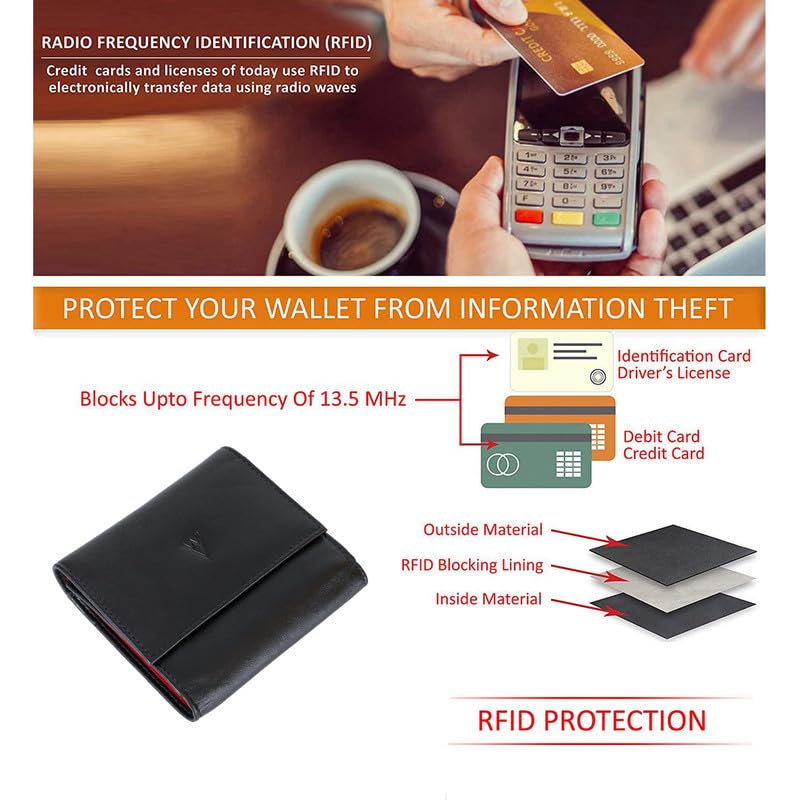 Image of WILDVIBEZ Black & red Leather Women Wallet | RFID Blocking Ladies Purse | Ultra Strong Stitching | 4 Card Slots I Lightweight I mini Wallet Women Leather | 6 Months Warranty (Pack of 2)
