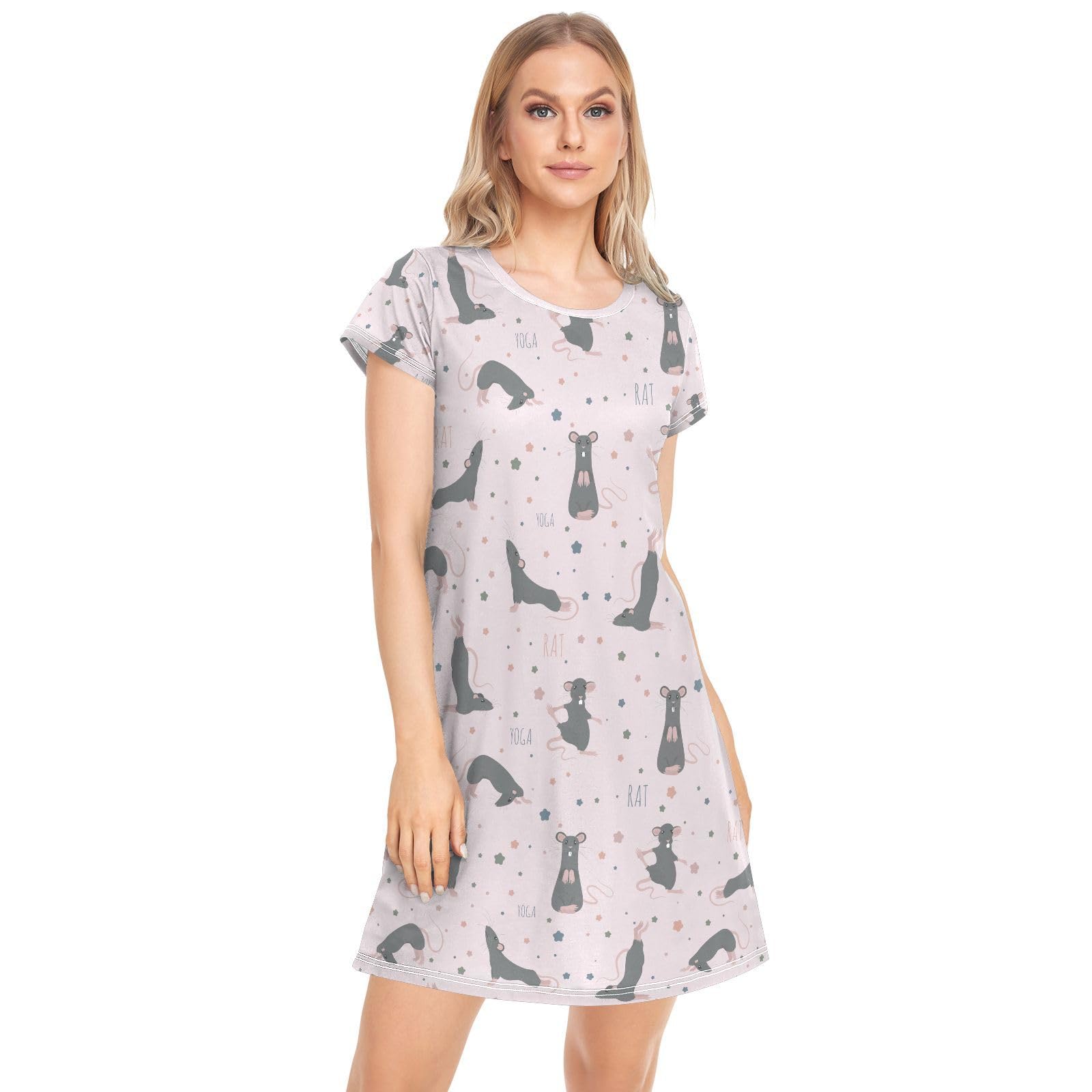 vvfelixl Womens Nightgown Dragons and Wyverns Short Sleeve Nightgowns for Women Sleepwear Night shirt Sleep Dress S-XXL