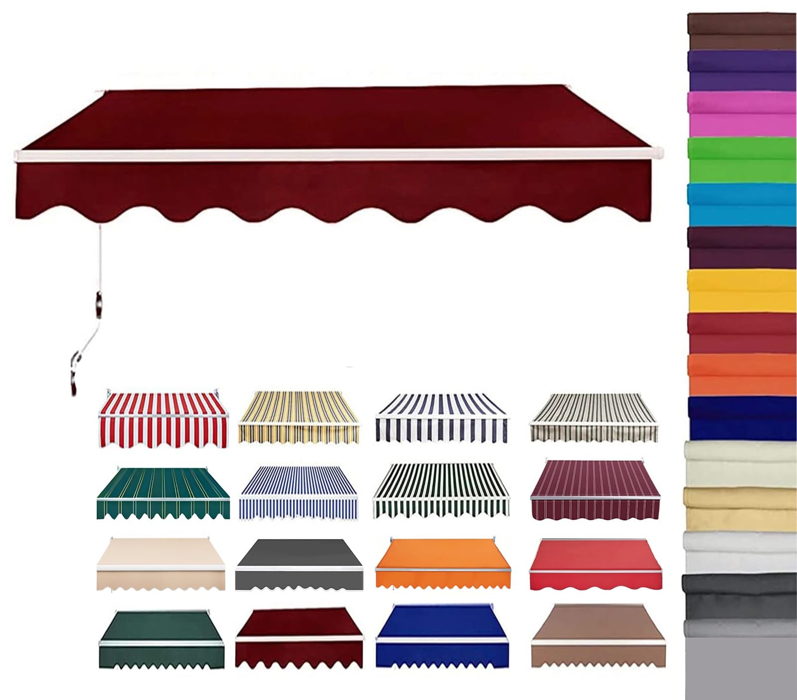 Retractable Patio Awning Replacement Fabric (Without Frame) Waterproof Shade Sun Shade Awning Cover Outdoor Patio Canopy Sunsetter Deck Awnings Polyester(F,(22.9x4.9ft) 7x1.5m)