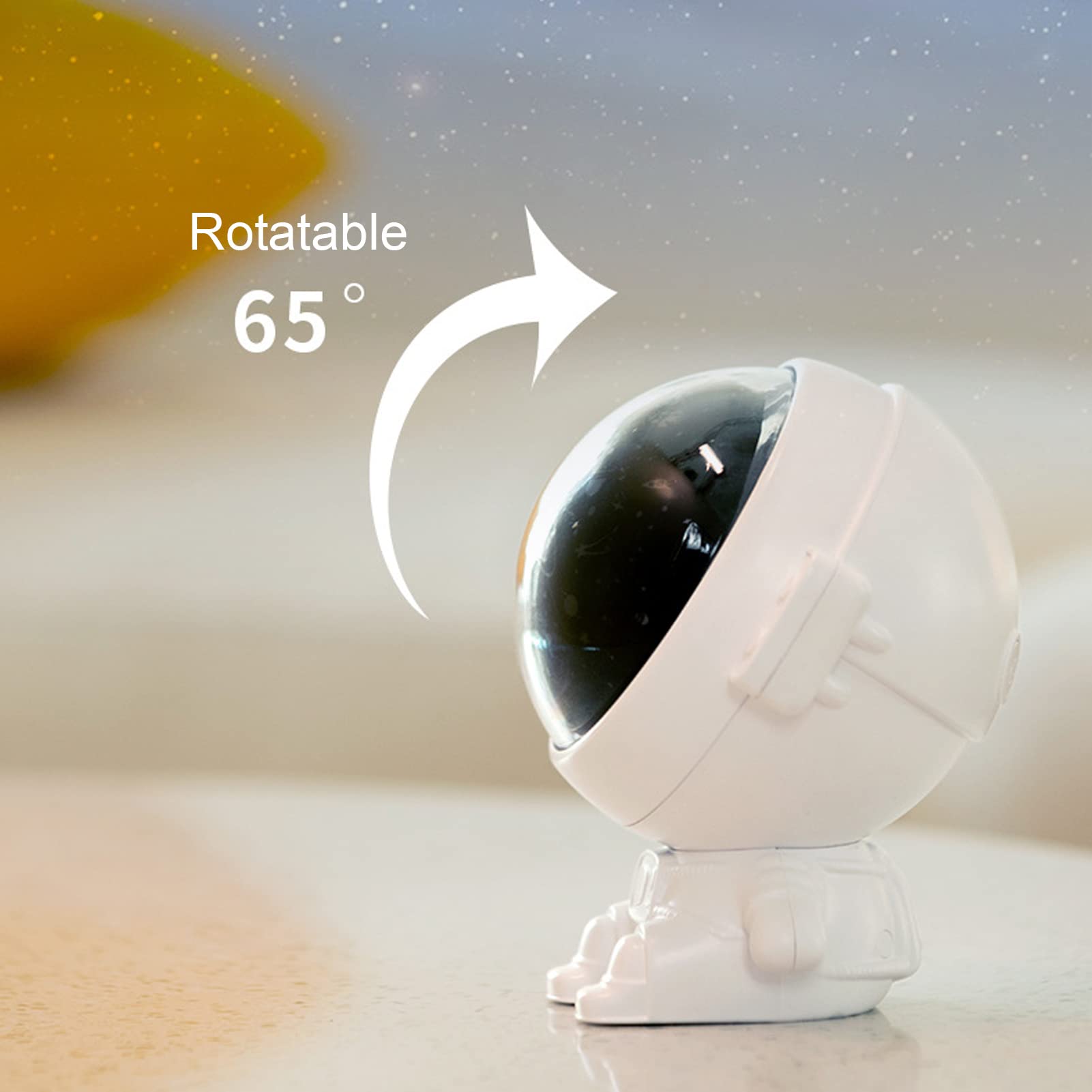 Haofy Proyector de Astronauta Luz de Estrella Giratorio Carga USB Proyector de Astronauta Luz de Estrella con Función de Música 5V 1A Película Deslizante Reemplazable (Blanco)