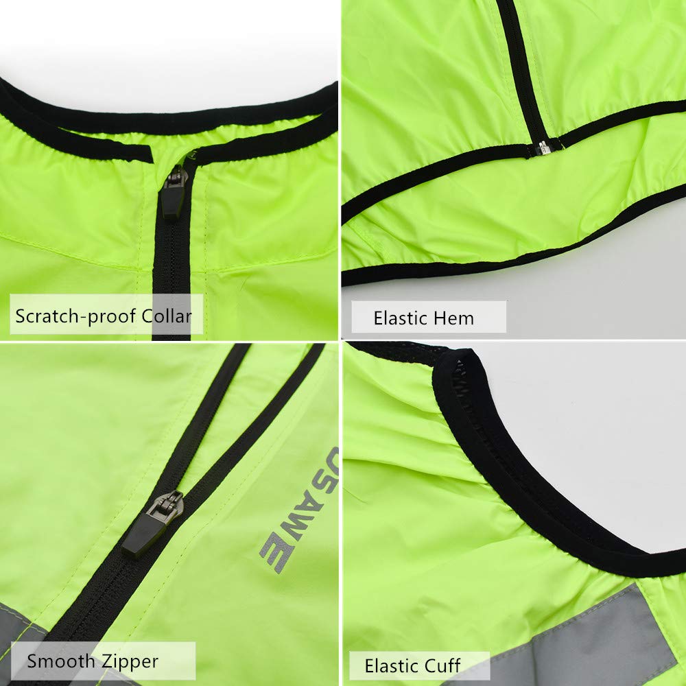 WOSAWE Homme Gilet de Cyclisme Ultraléger Respirant Veste sans Manches de Vélo Coupe-Vent avec Haute Visibilité