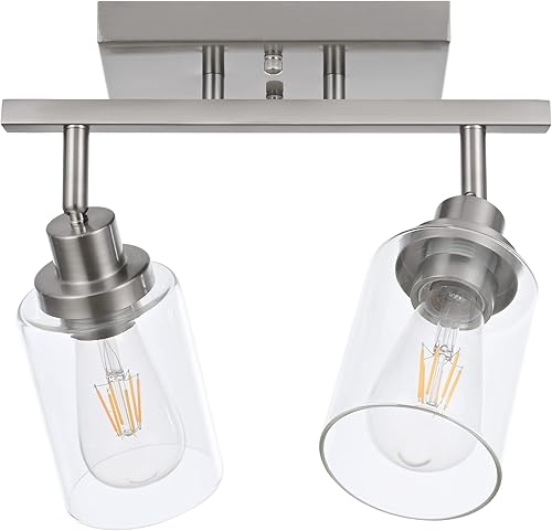 MELUCEE Kit de iluminación giratoria de 2 luces, luz de techo semiempotrada, luces de baño de níquel cepillado, aplique de pared para pasillo,