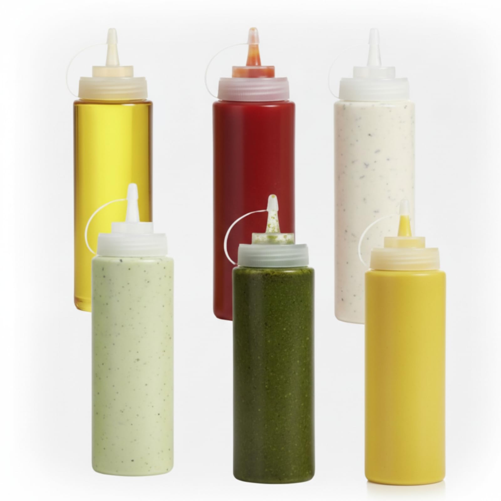 DAOME Plastic Squeeze Bottle Ketchup Mustard Honey Sauce Dispenser Bottle - 650 ML (6pcs)
