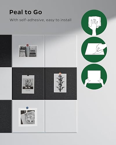 Miniatura 7 de Paneles acústicos para paredes, puertas, techo, paquete de 12 paneles cuadrados autoadhesivos de absorción de sonido, 12 x 12 x 0.4 pulgadas,