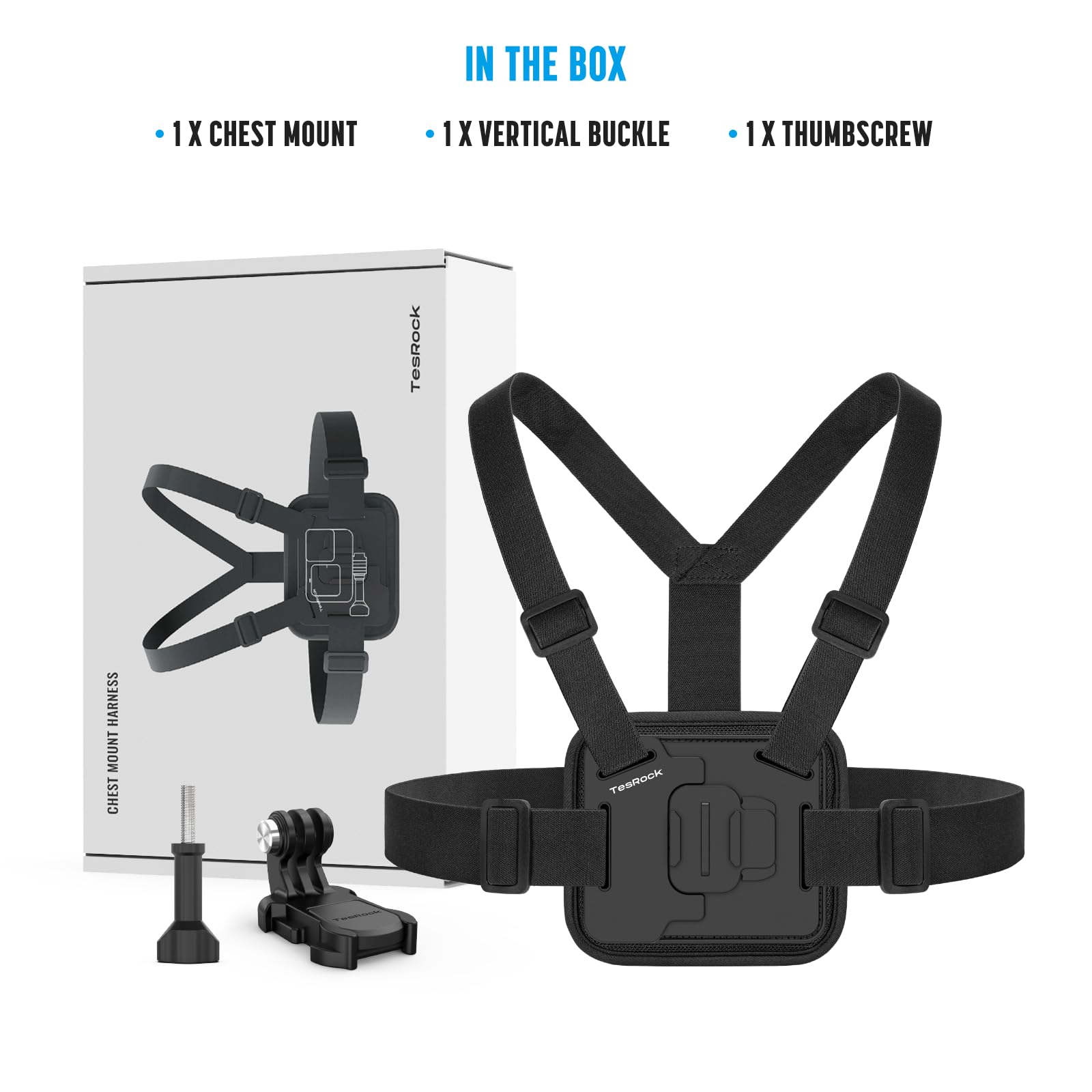 Imbracatura Pettorina Chesty Compatibile con Tutti i GoPro, Supporto Petto per Go Pro DJI Osmo AKASO Telecamere d'azione, Confortevole e Stabile - Nero