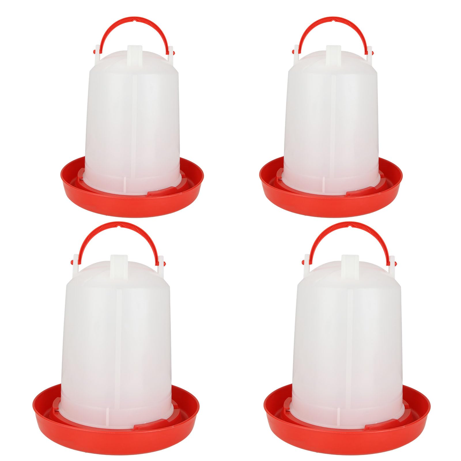 SHUESS 4 dispensadores de agua para pollo, comederos y bebedores de plástico para pollo, bebedor de aves de corral de 3 litros, comedero de agua para pollo, gallina, pato (rojo)