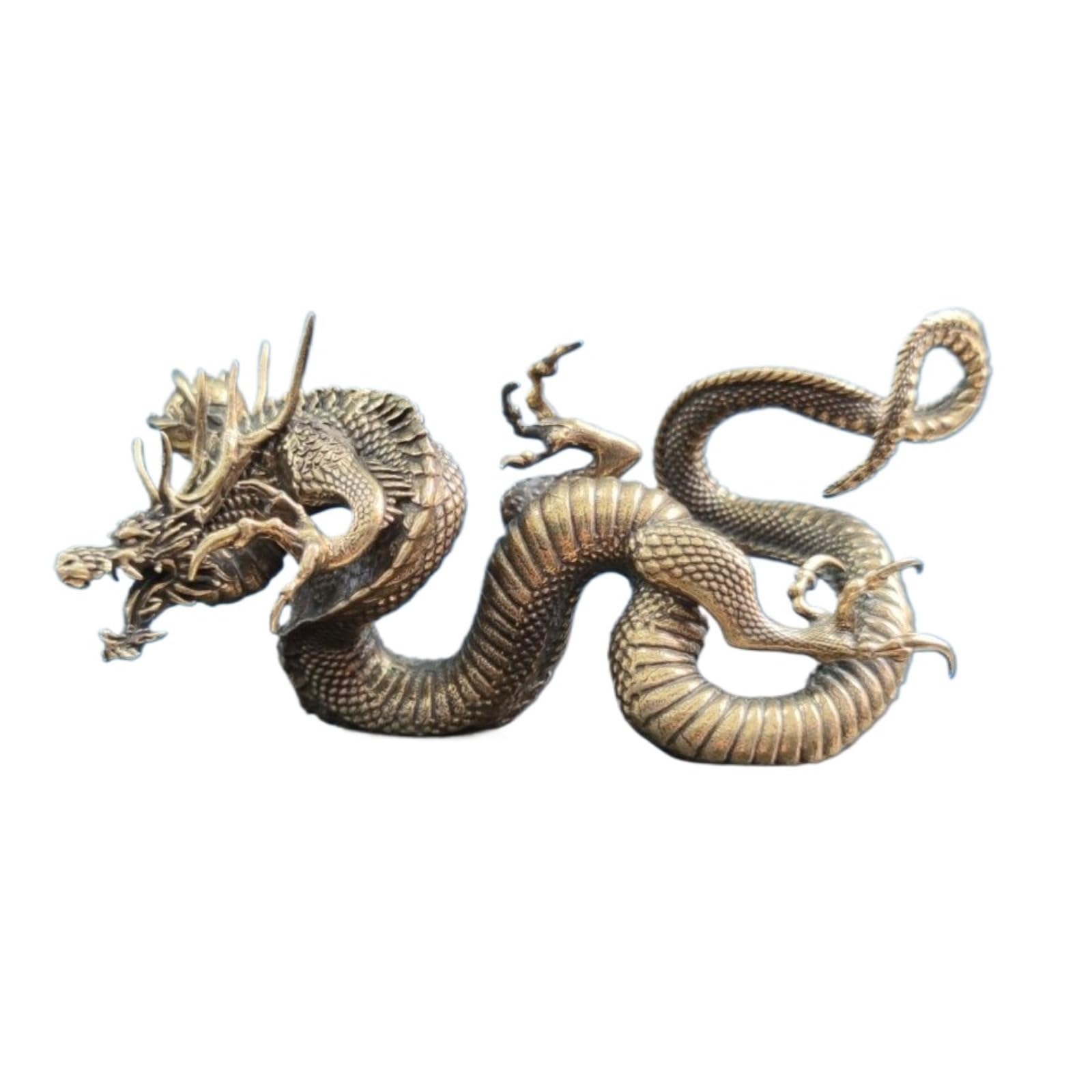 NGDFGR Brass Dragon Figurines,Metal Divine Beast Zodiac Dragon Statue Sculpture Desktop Ornament Study Bookshelf Office Porch Decoration