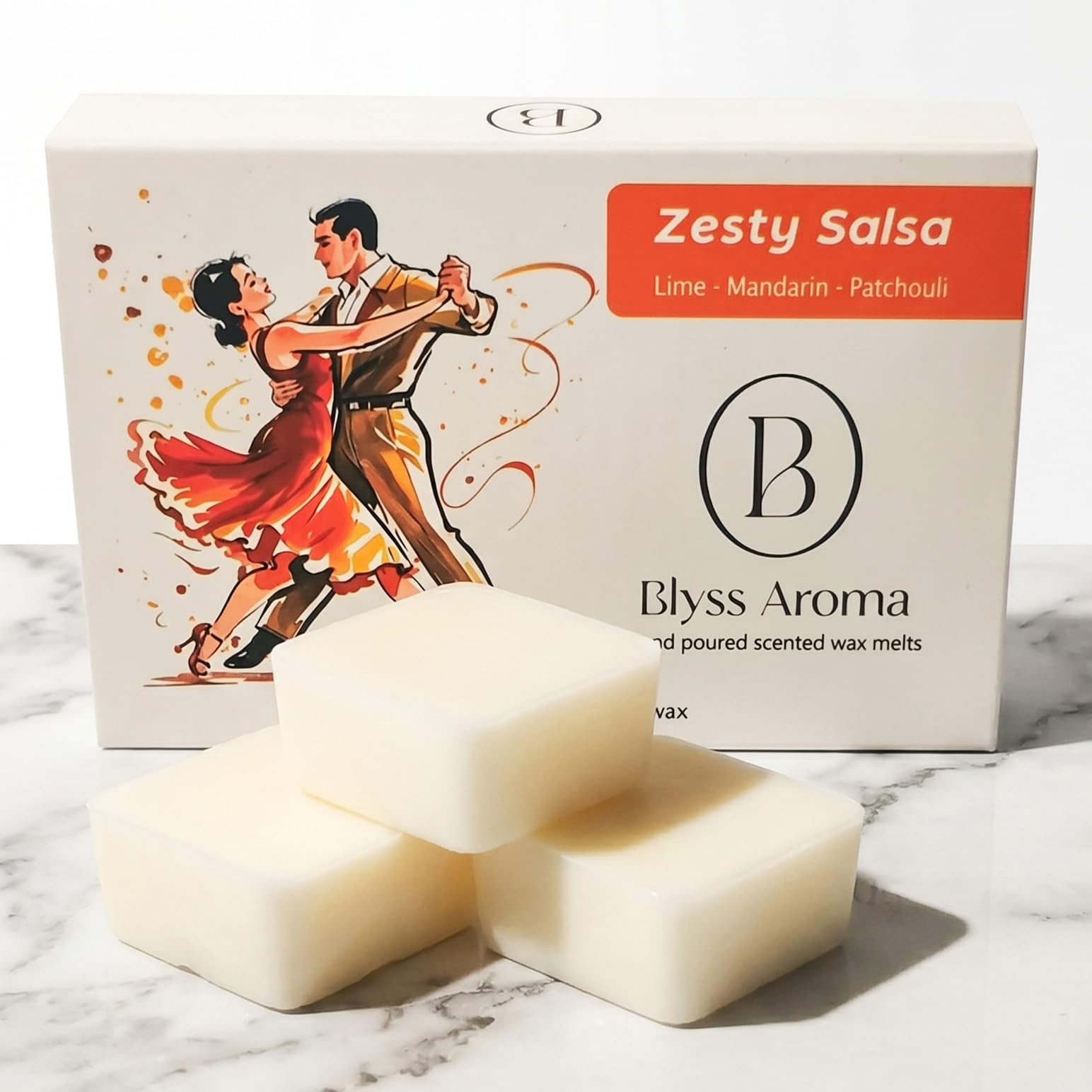 Blyss Aroma Luxury Wax Melts | Zesty Salsa (Lime – Mandarin & Patchouli) | Premium Coconut & Rapeseed Wax Blend | 120g Total (Over 100hrs Burn Time) | Highly Scented | Vegan & Eco-Friendly