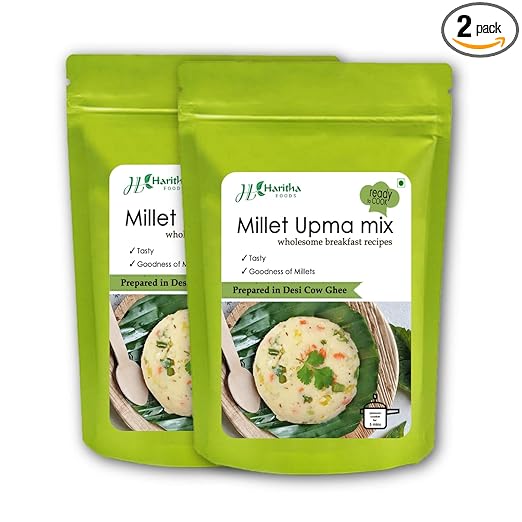 Haritha Foods Millet Upma Mix 200g Instant Ready to Cook | Breakfast, Snacks, Light Dinne (Pack of 2)