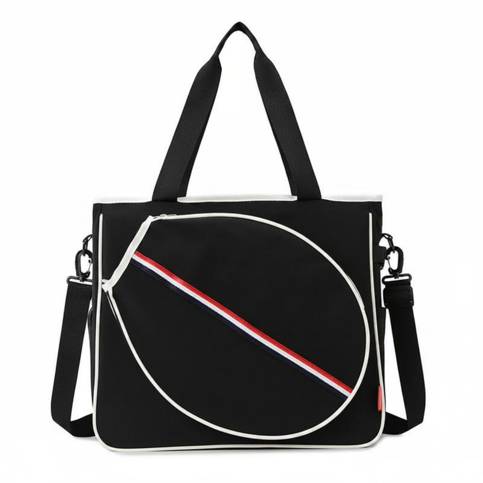 Meadawgs®Multi-Purpose Badminton Racket Tote Bag Convertible Strap Tennis Racket Shoulder Bag Separate Shoe Compartment Large Capacity Sports Tote Wet-Dry Separation for Outdoor, Gym, Black White-image-33
