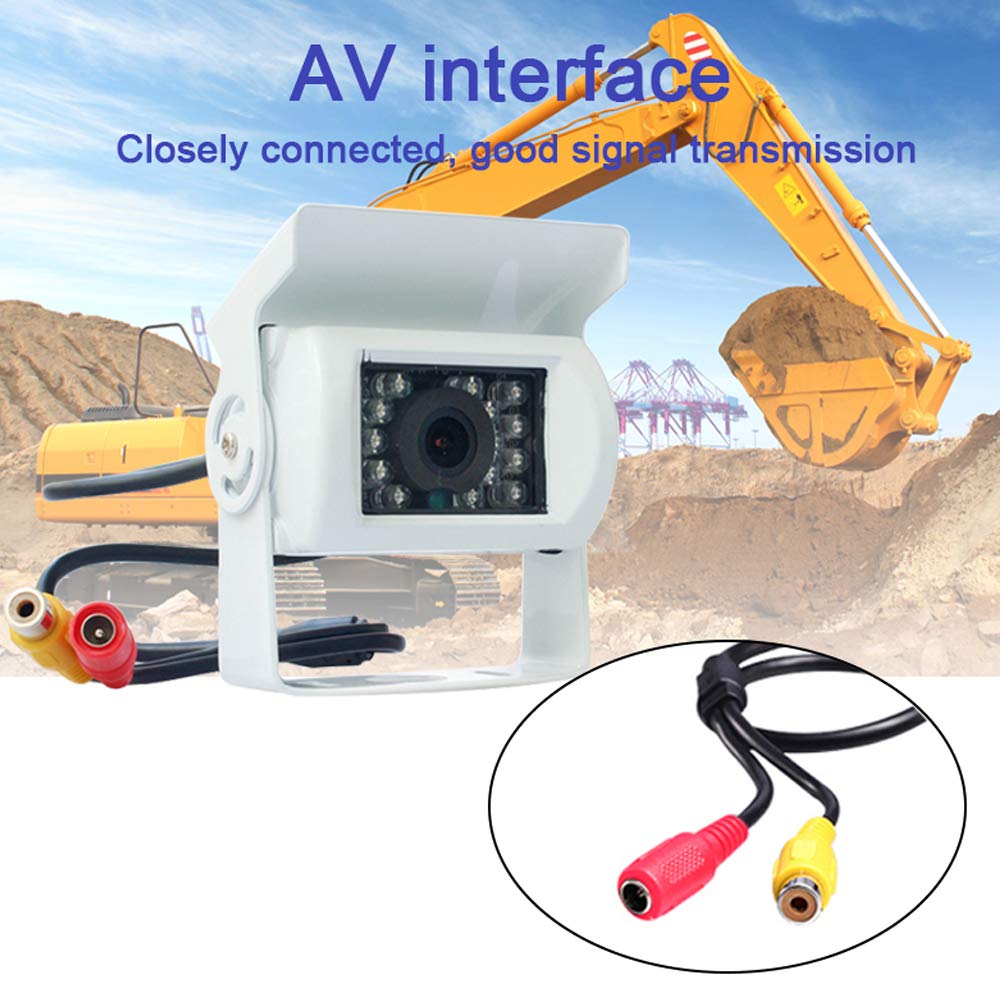 PolarLander 12V 24V Truck Backup Camera Heavy Duty 18 LED IR Visione Notturna Veicolo Impermeabile Telecamera Posteriore per rimorchio/Pickup/RV Bianco