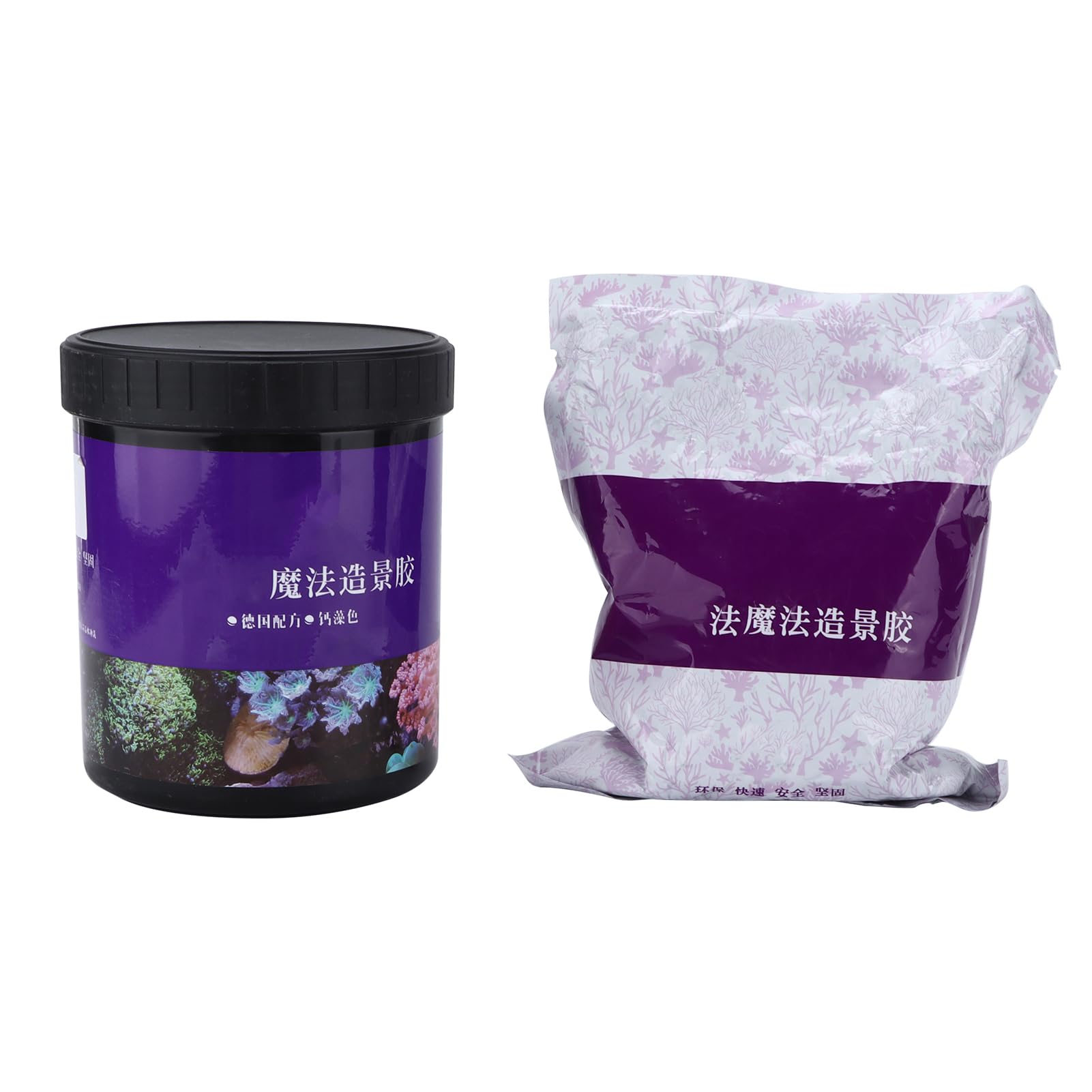 Colle de Corail pour Aquarium, 800g, Adhésif Transparent instantané pour Fournitures et Décorations D'aquarium (Couleur des algues calcaires)