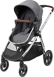 Maxi-Cosi Zelia 3 Luxe 2-in-1 Prams Travel System, 0 - 4 Years, up to 22 kg, Baby Stroller, Reclinable, Reversible Pushchair Seat & Pram Body, One-Hand Fold, XXL Shopping Basket, Twillic Grey