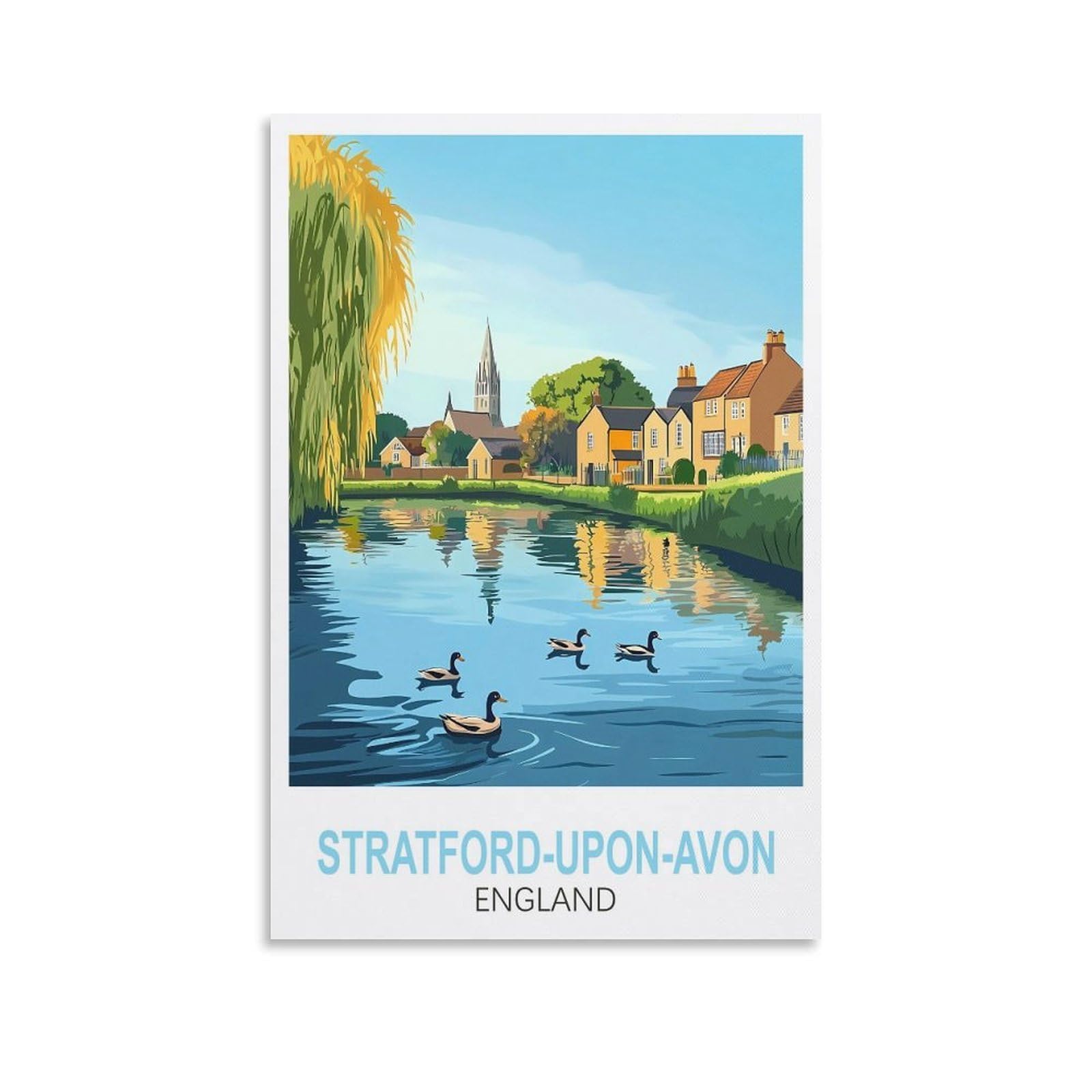 CLFMHNAS Stratford upon Avon England Vintage Travel Posters 08x12inch(20x30cm) Canvas Wall Art Prints