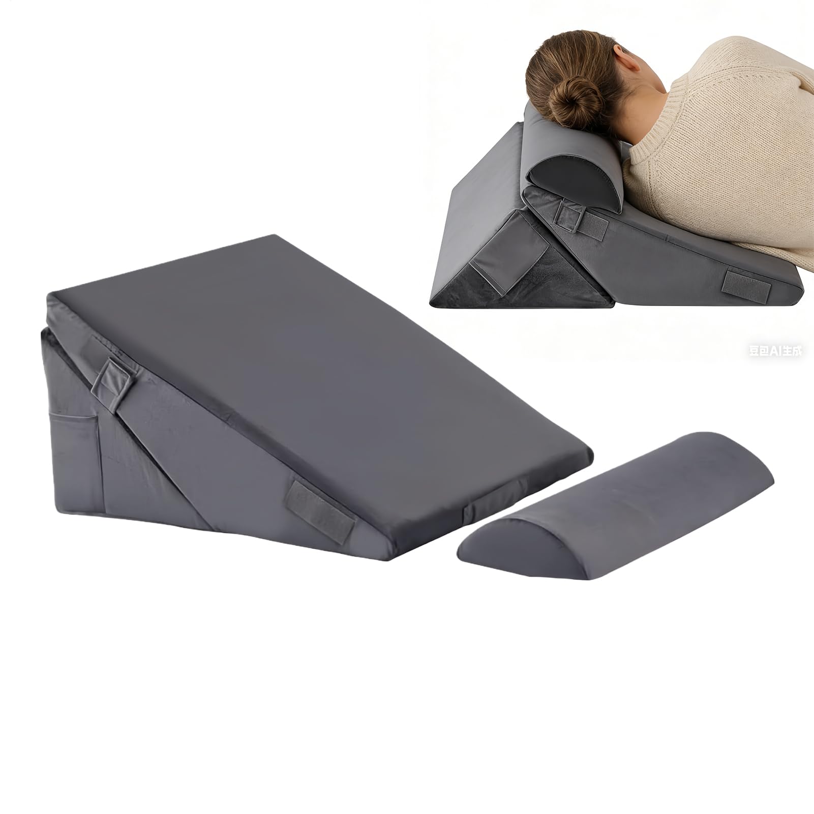 Almohada Cuña Para Dormir Almohada Con Inclinación Ajustable Y Diseño | Cojín Para Alivio De Molestias De Espalda Para En Hogar, Cama, Embarazo, Personas Mayores, Lectura Y