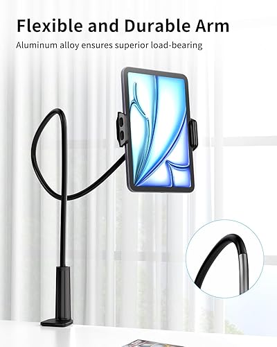 Miniatura 2 de Soporte para tablet para leer en la cama, soporte de cuello de cisne para iPad Kindle, compatible con todos los dispositivos de 5 a 7.8 pulgadas,