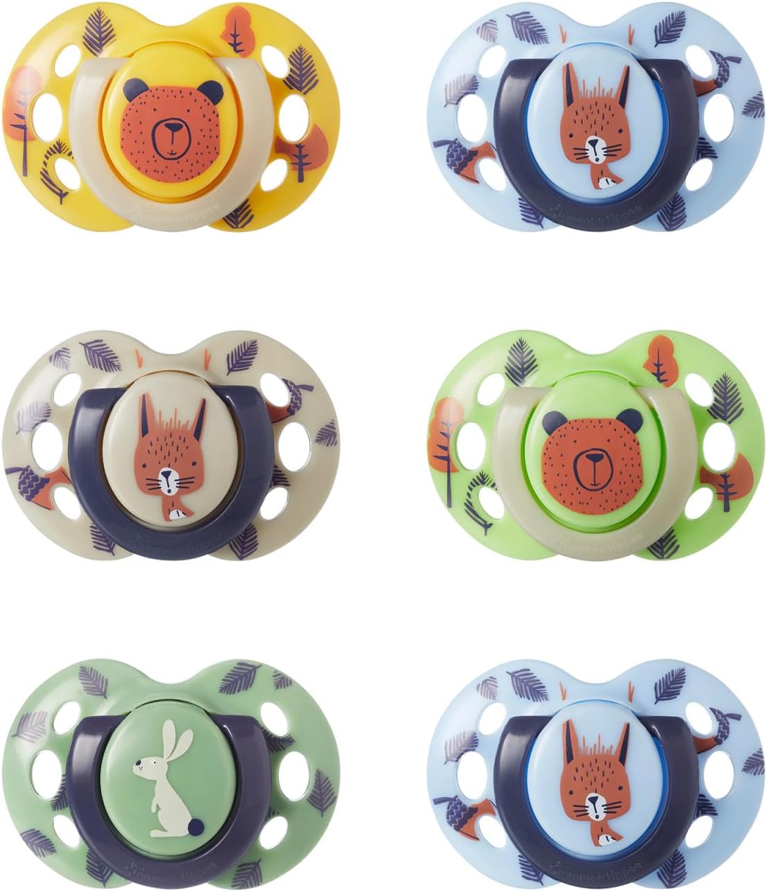 Tommee Tippee Fun Pacifier, 6-18 months, 6 pack with a symmetrical, BPA free silicone nipple