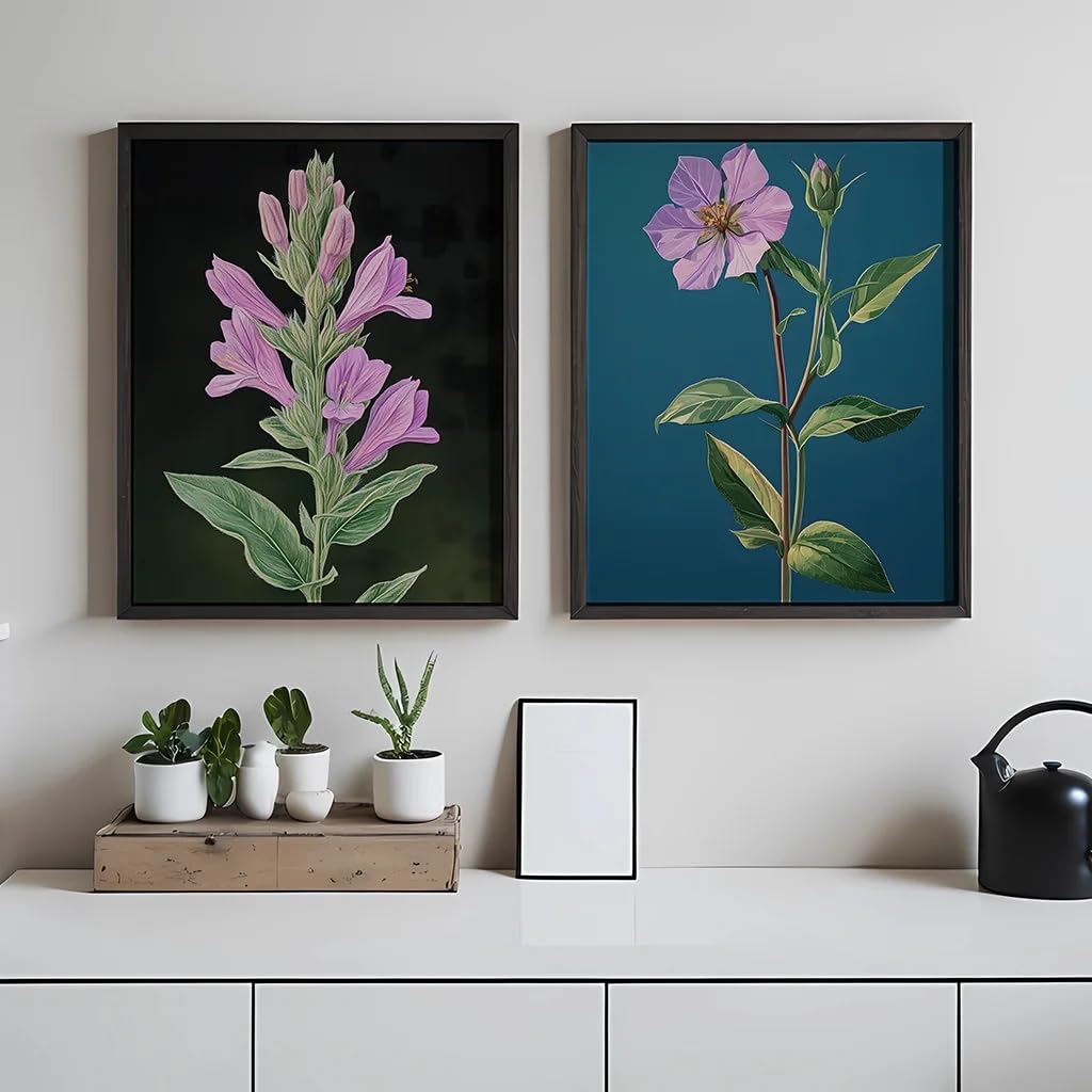 LTjiajuypd Vintage Botanical Wall Art, Western Floral Canvas Painting, Flower Poster Print for Bedroom Living Room Wall Decor(60x90cm-2Pcs)