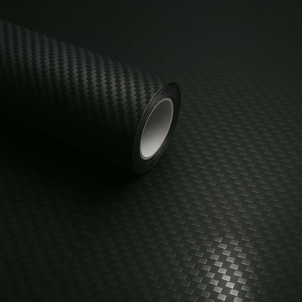 ONETON 3D Matte 3D Black Carbon Fiber Vinyl Wrap Self Adhesive Black Wrap Air Release Vinyl Wrap Motorbike Car Sticker (3D Black Wrap, 24x118 Inch)