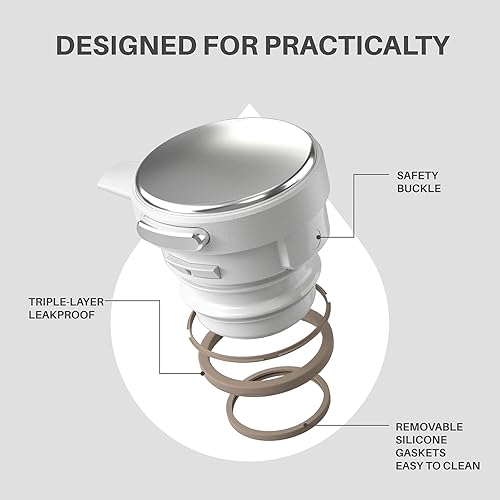 Miniatura 4 de IDEUS Jarra térmica de café de acero inoxidable de 68 onzas y dispensador de bebidas Airpot de 74 onzas