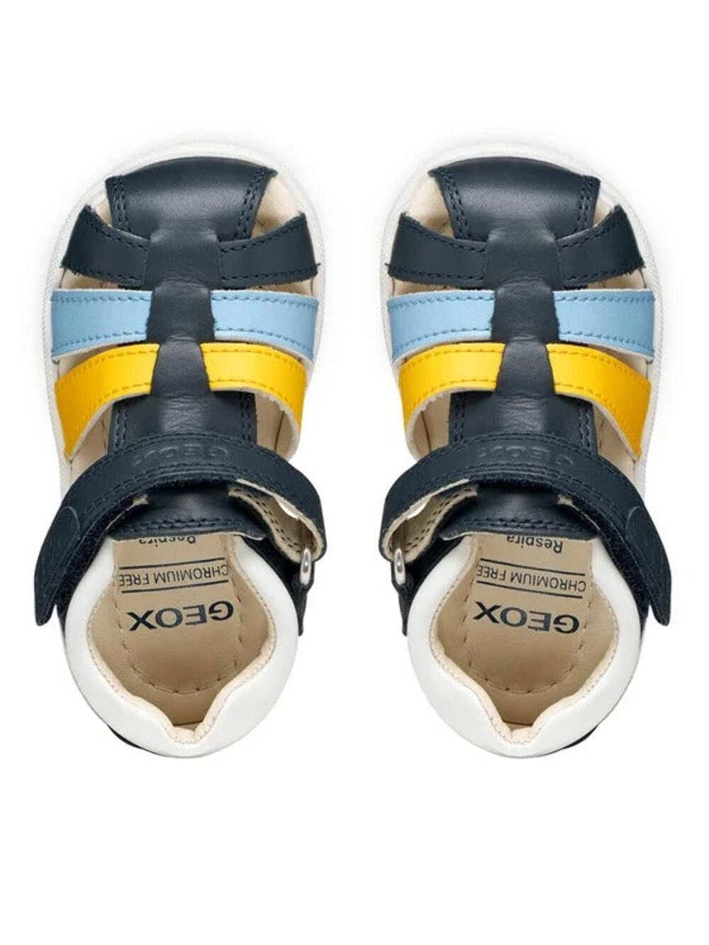 Geox B Macchia Boy Sandal, Navy/DK Yellow, 25 EU