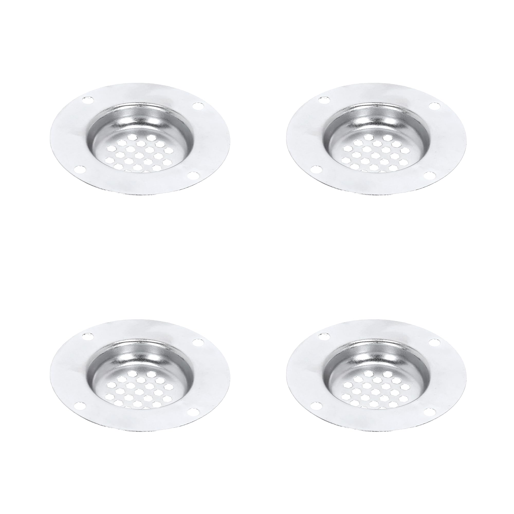 Adam Hall Hardware 4994 M4 AH - Round ventilation grille, steel, galvanised, 80x80 mm, silver, 4 pieces
