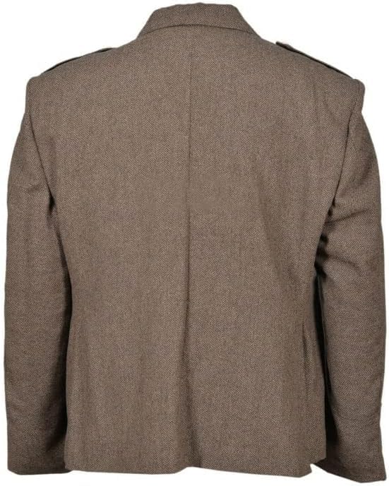 Argyle Tweed Kilt Jacket with 5 Button Vest Scottish Wedding Argyll Jacket with Waistcoat Brown Colour3