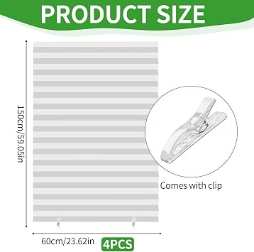 4 Pack Temporary Blackout Blinds, 60x150CM Paper Blinds for Windows Stick On No Drill Blinds Blackout Curtains for Home Kitchen Bathroom Bedroom Office Windows (White)