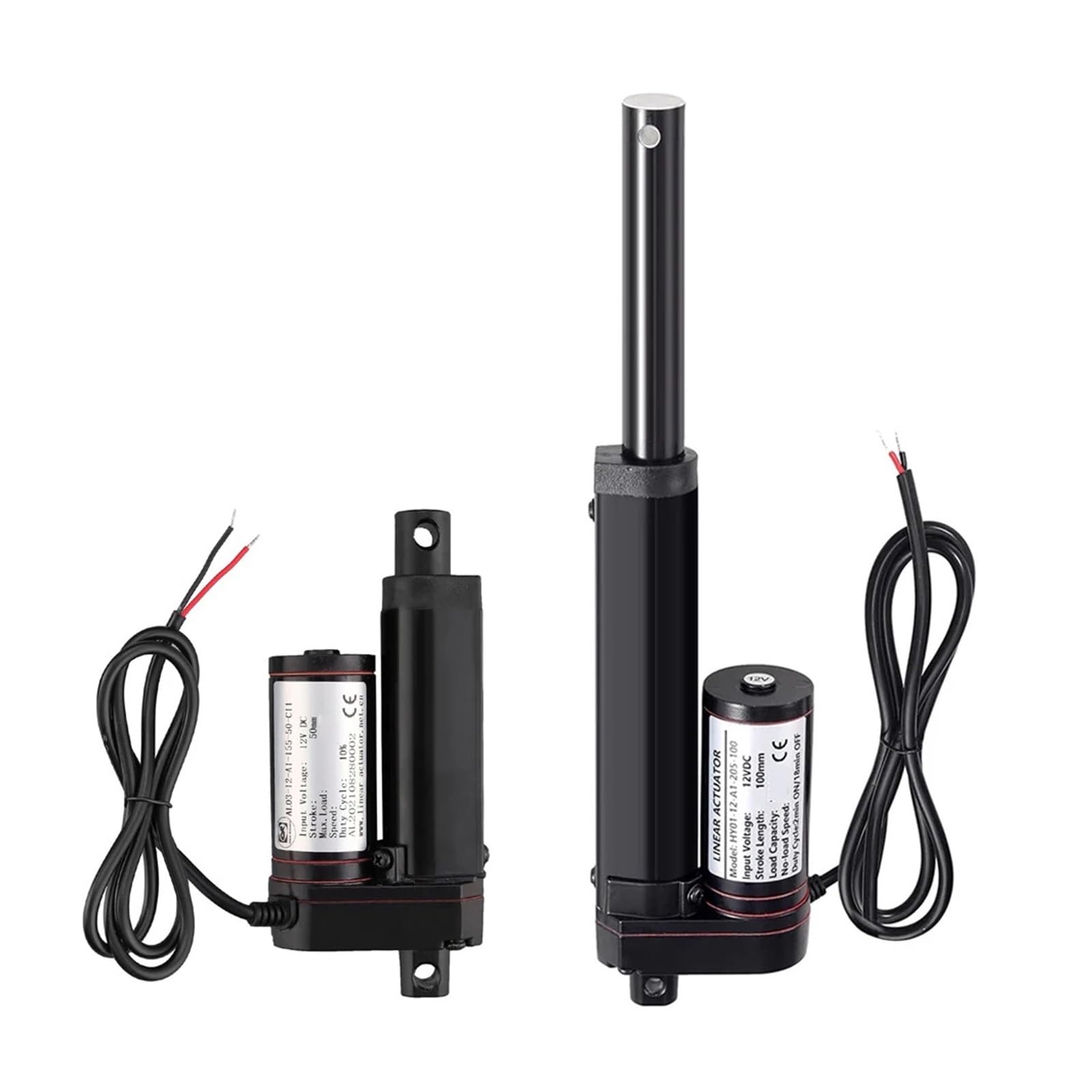 LIUCH Siłownik liniowy DC12V 100N, prędkość 90 mm/s, skok 50 mm, 100, 150, mini silnik, 12 V, małe urządzenia AGD do zdalnego sterowania samochodem i automatyką domową(100mm stroke)