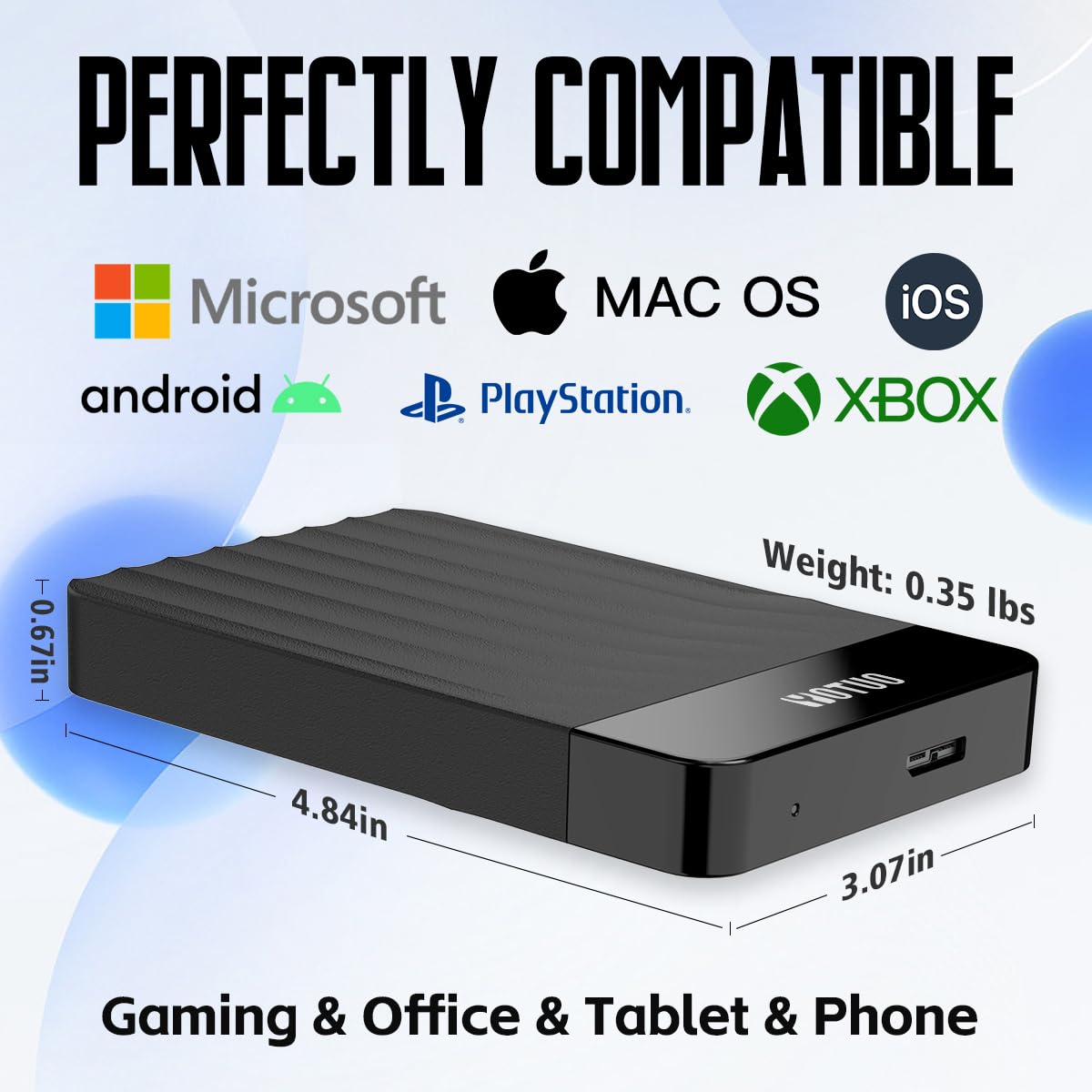 Hard disk esterno portatile da 1 TB HDD mobile USB 3.0 per PC, Mac, computer desktop, laptop, PS4, PS5, Xbox, Xbox 360