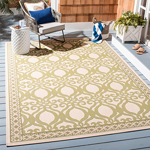 SAFAVIEH Washable Rug Outdoor Courtyard Collection - 2'7' x 5', Natural & Olive, Non-Shedding & Easy...