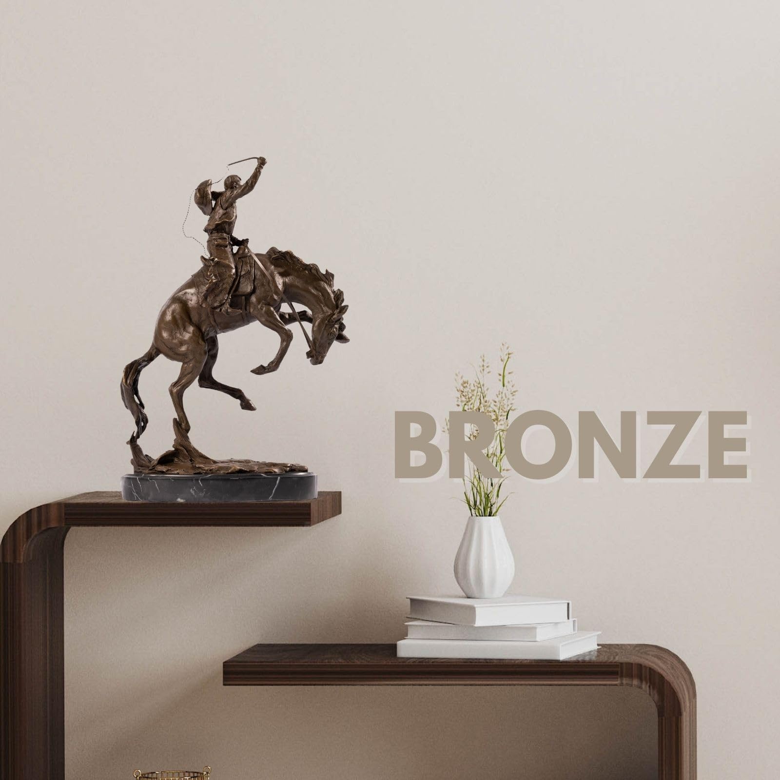 ウエスタンオブジェ　アンティーク　アメリカ大西部   ロデオ　ブロンコバスター Amazon.com: Bronze Bronco Buster Statue, 15.7