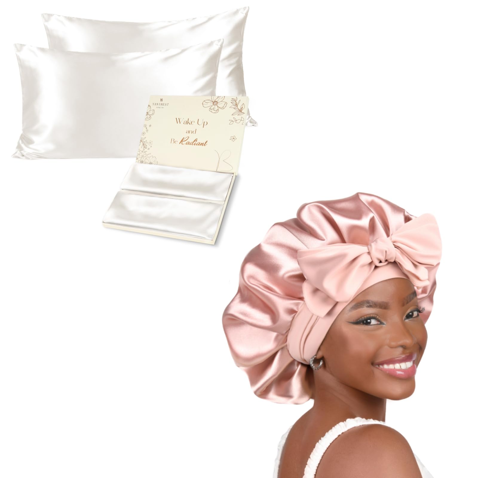 Hair Shower Bonnet & 2 Packs Satin Pillowcase Bundles O So Curly - 2-in-1 Satin Pillowcase Bonnet main image 3