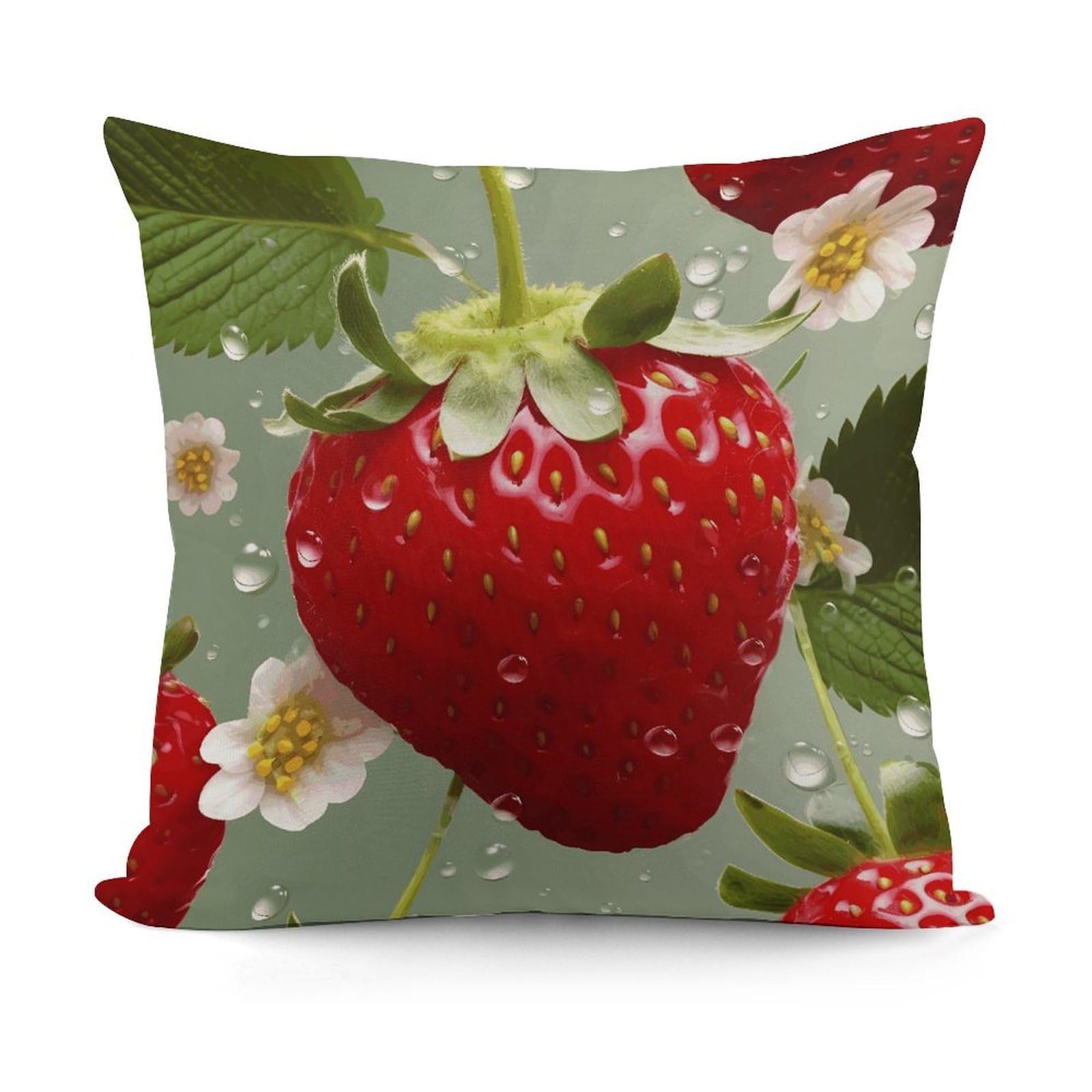 VstaDank Lovely Strawberry Throw Pillow Covers Fade-Resistant Plush Pillow Case Cozy Square Cushion Case Removable Pillowcase Exquisite Pillow Shams Soft Pillow Protector 18"x18"