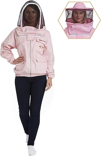 Natural Apiary Max Pro - Chaqueta de algodón incluye 2 velos no inflamables (redondos y vallados), máxima protección contra picaduras para