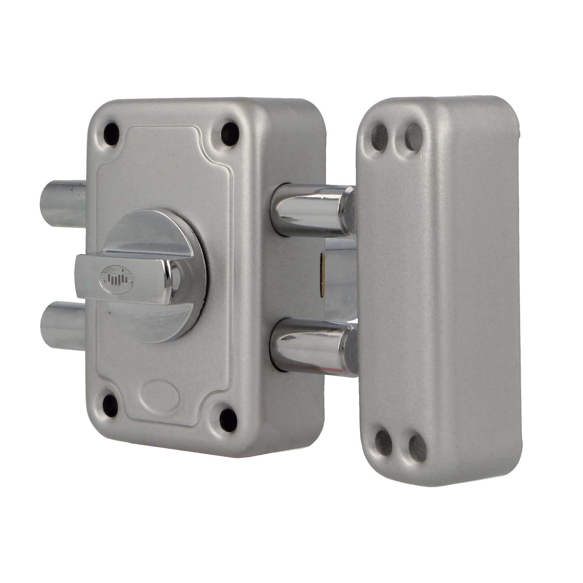 Amig, Overlap Lock with 2 Locking Pins and Internal Crutch for Wooden Doors Mod. 82-96 x 66 mm - Image 2