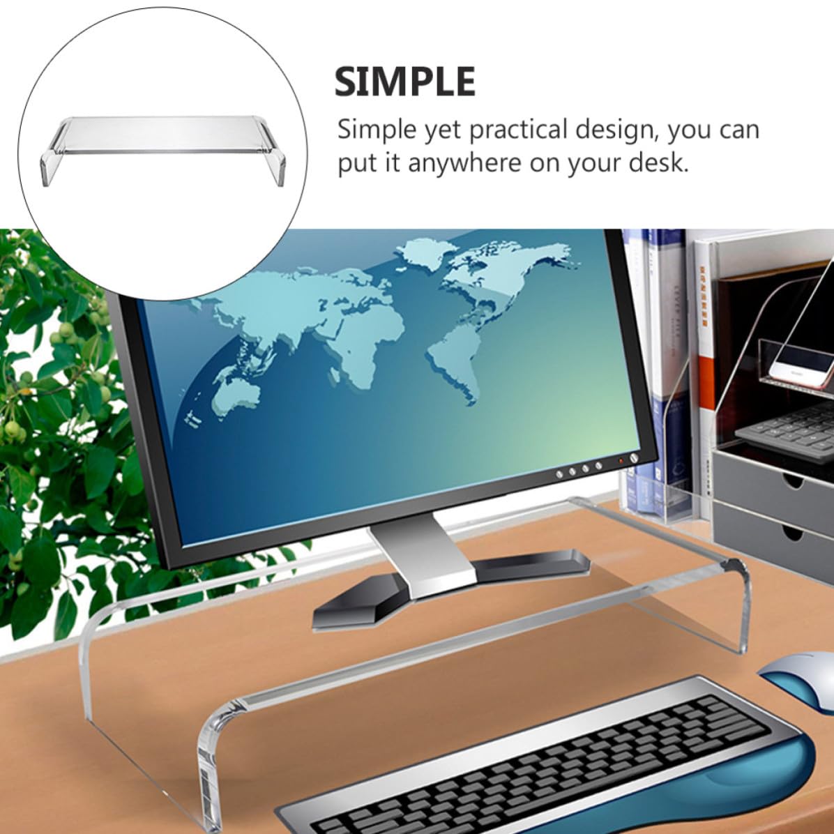 GALPADA Acrílico Elevador de Monitor Blanco para Escritorio de Oficina