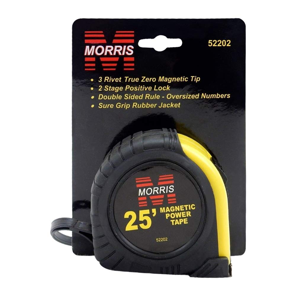 25' Power Tape Measure, Dual Sided, Auto Blade Lock, Magnetic Blade Tip, 52202