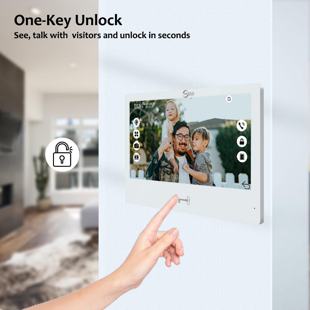 4-Draht-Verbindung TUYA 1080P Visual Türklingel Gegensprechanlage, 2-Familie Türklingel, 10-Zoll-Touchscreen-Display, Innen-und Außenbereich Entriegelung Unterstützung, Zwei-Wege-Sprechanlage