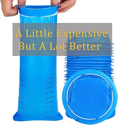 Miniatura 9 de Paquete de 14 bolsas desechables para el vómito (gruesas), bolsas de Barf de 33.8 fl oz, color azul, bolsas para náuseas matutinas resistentes a
