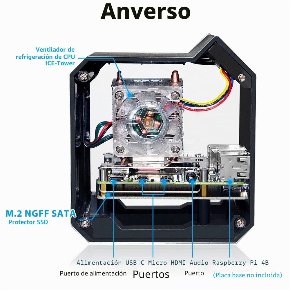 GeeekPi Raspberry Pi Mini Tower NAS Kit,Raspberry Pi Ice Tower Cooler with PWM RGB Fan,M.2 SATA SSD Expansion Board, GPIO 1 to 2 Expansion Board for Raspberry Pi 4 Model B 8GB/4GB/2GB/1GB