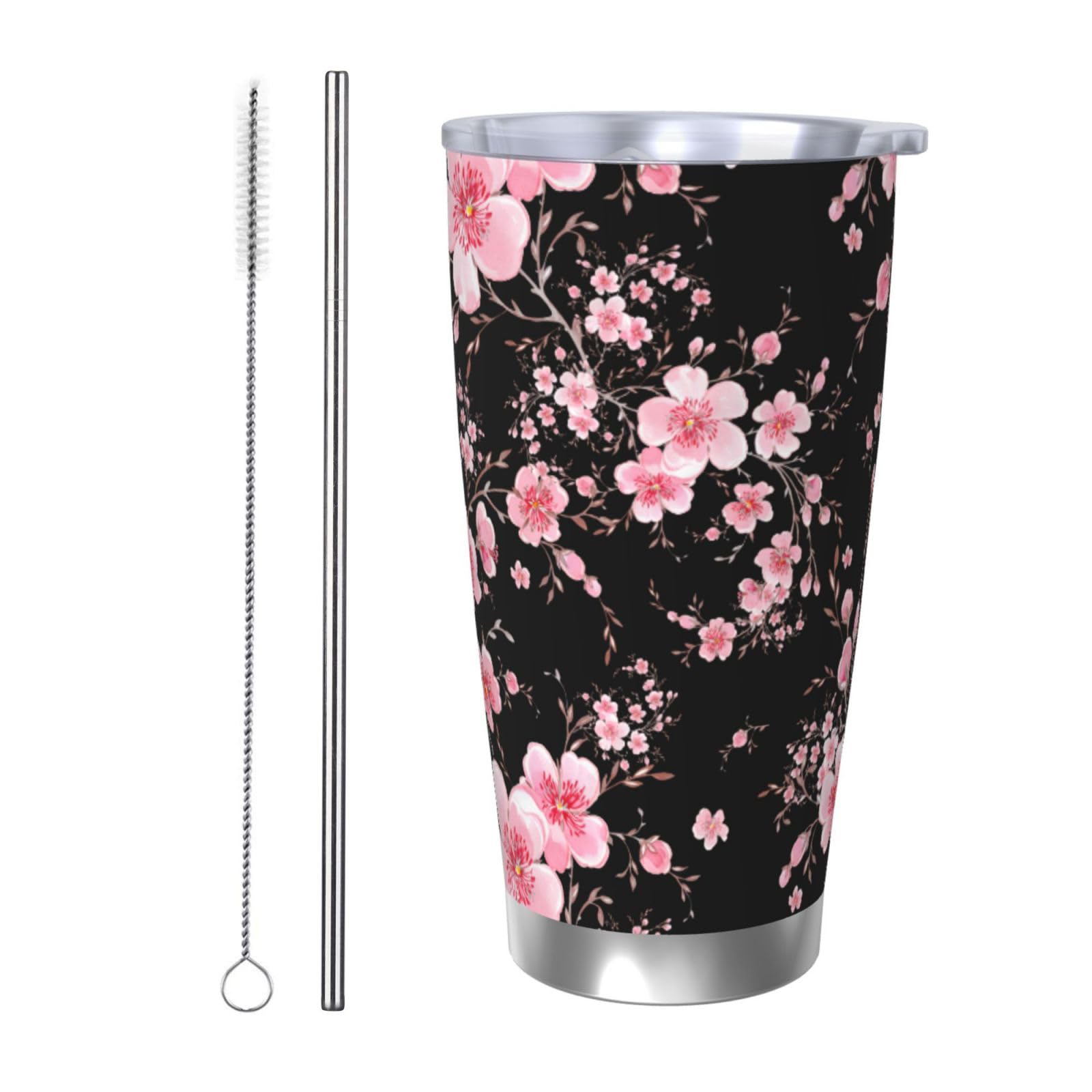 Cherry Blossom Tumbler 20oz Floral Stainless Steel Vacuum Insulated Tumblers with Lid and…