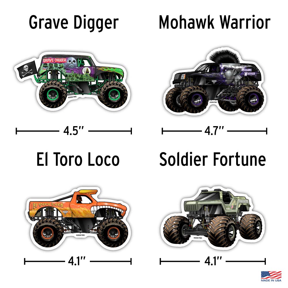 Monster Jam Trucks Decal Pack Set of 15 Monster Truck Stickers