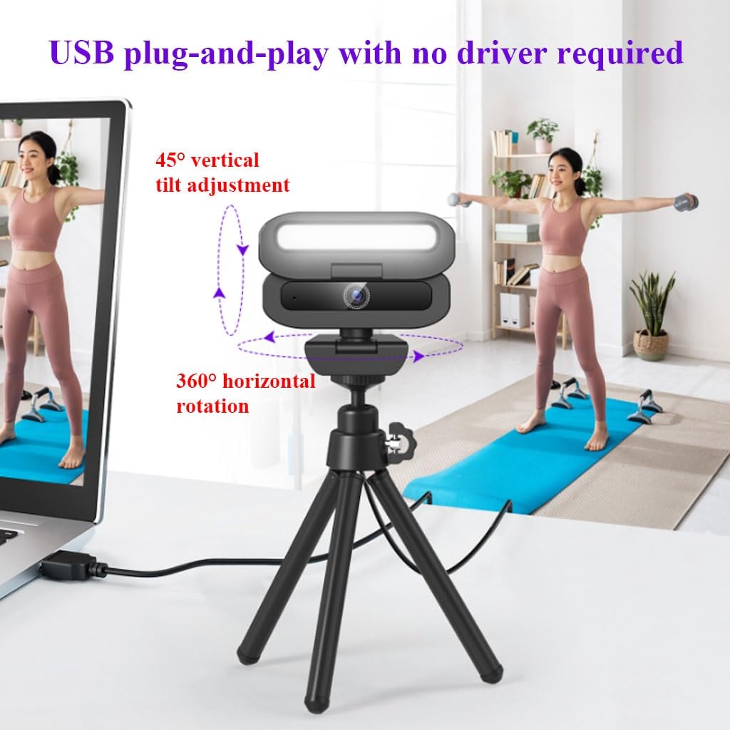 Kamera Internetowa USB Z Mikrofonami Z Redukcją Szumów,Kamera Internetowas HD Do Transmisji Strumieniowej, Autofokus, Kamera USB Typu Plug And Play Do Rozmów Online(4K)