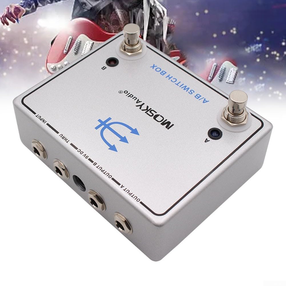 AB Switch - Pedale per chitarra a 2 vie, segnale router in metallo | Routing del segnale a 2 vie, seleziona Amp A o B, ideale per passare tra amplificatori, design compatto