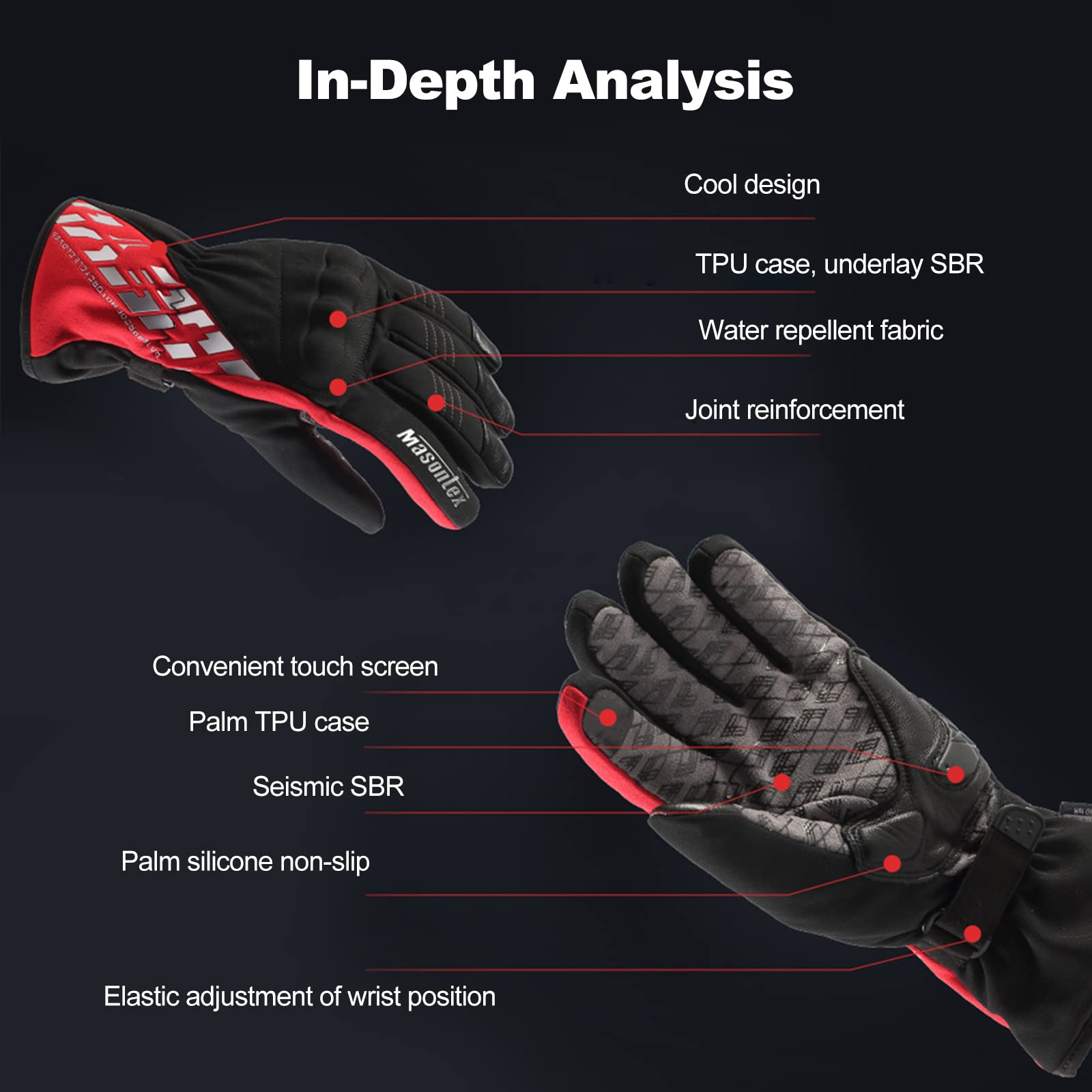 Gants de Moto, Gants à Écran Tactile Plein pour Femme et Homme, Gants Moto Coupe-Vent et Étanche pour VTT, Moto Cross, Scooter, Vélo et Autres Sports de Plein Air
