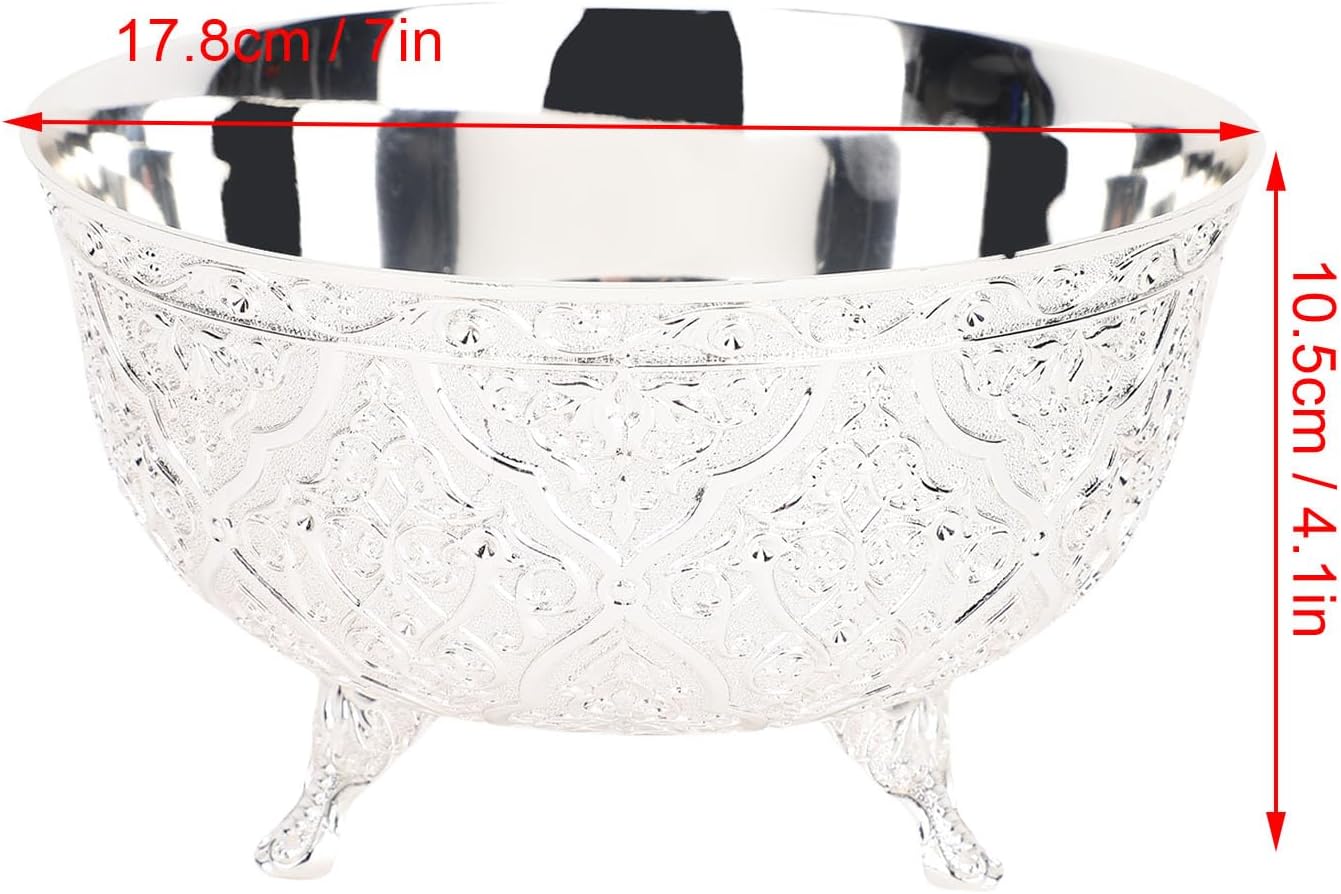 Luqeeg Zinc Alloy Decorative Bowl, Table Serving Retro with Elegant Stylish Strong Material for Weddings, Receptions, Buffet Style Parties, Family Gatherings and Daily Home Use