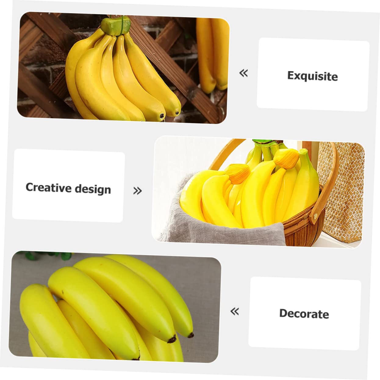 Zerodeko 3 Mazzi Di Banane Artificiali Banane Finte in Schiuma Per Esposizione Ristorante Di Frutta Realistico